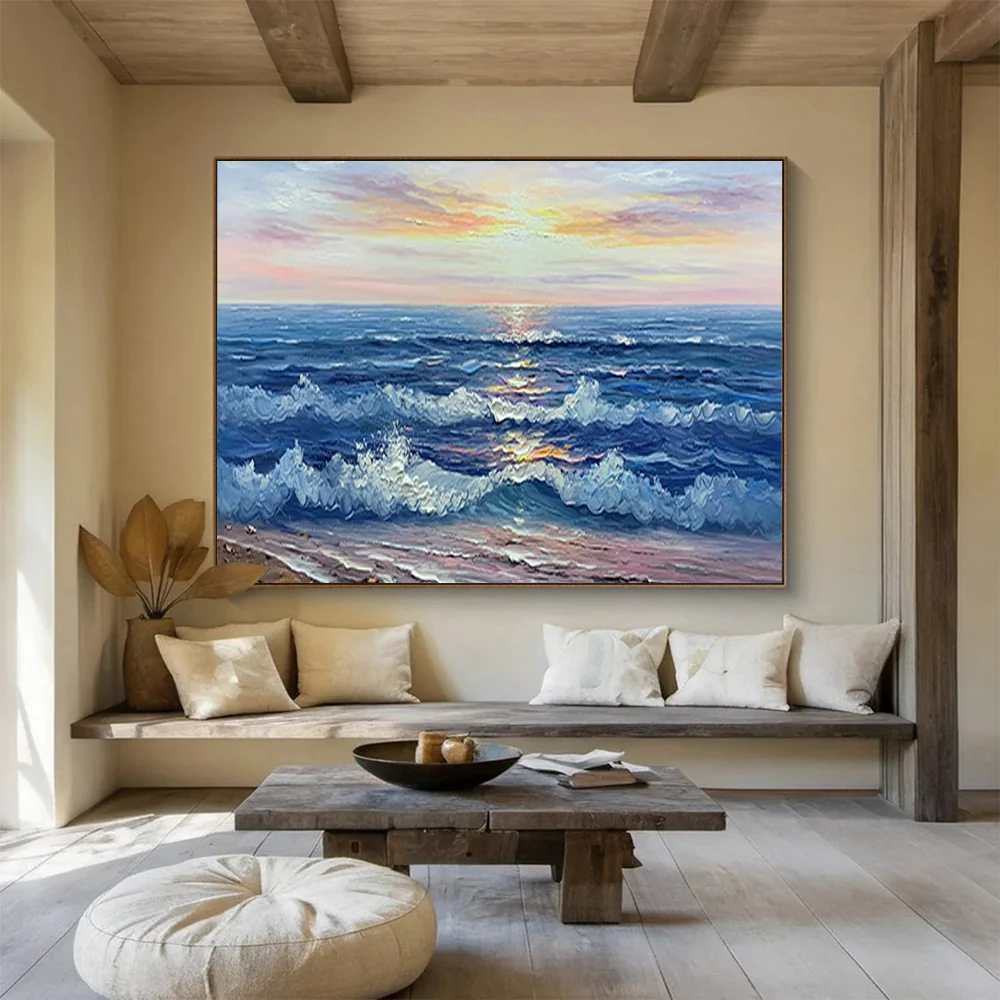 Waves Original Hand-painted Abstract Coastal Room Abstract Wall Art ZGB07